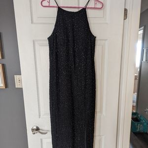 Black size 14 sequined halter style dress.